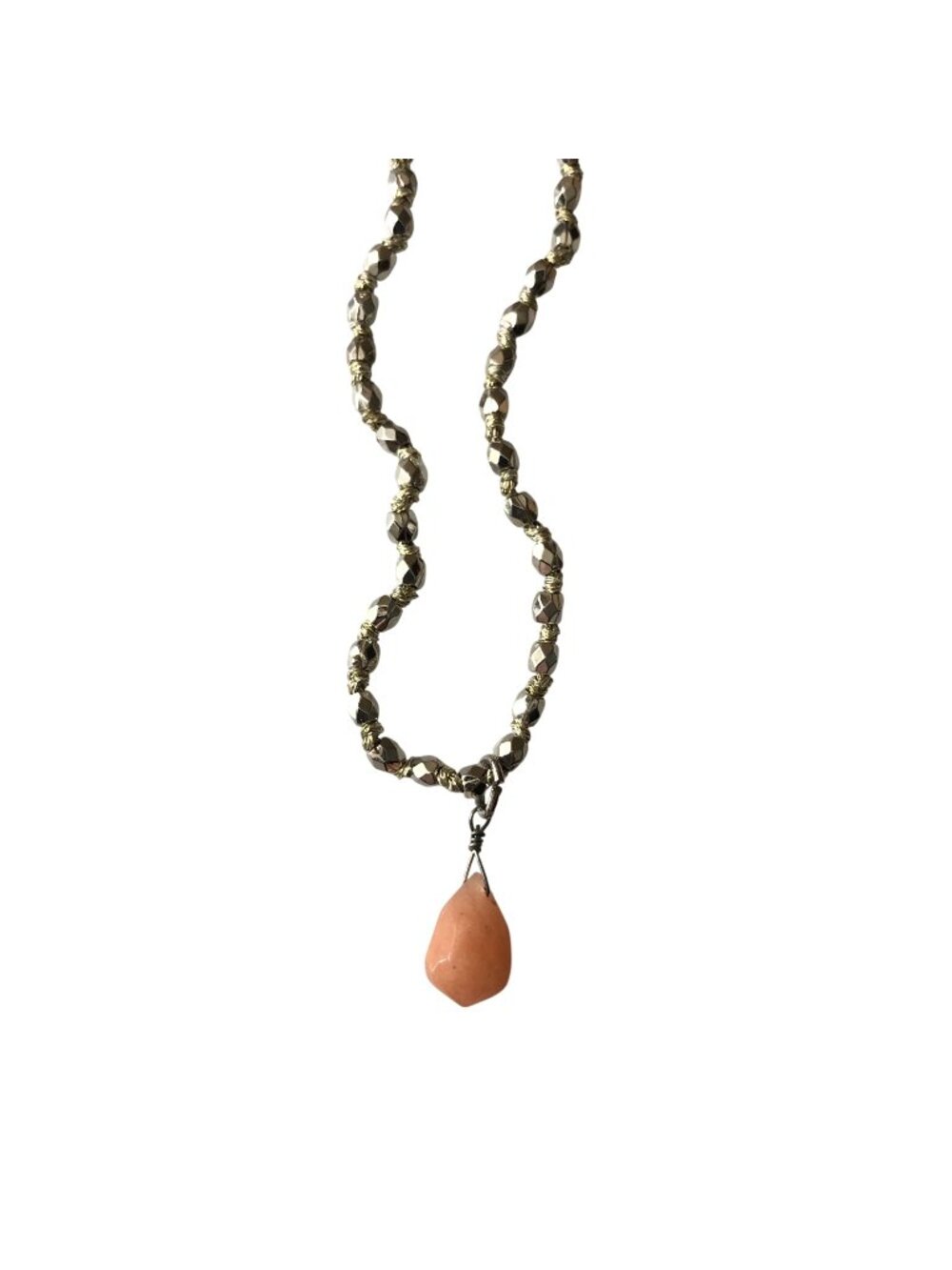 American Eagle Necklace Pink Gemstone Pendant Silver Tone Metallic Chain